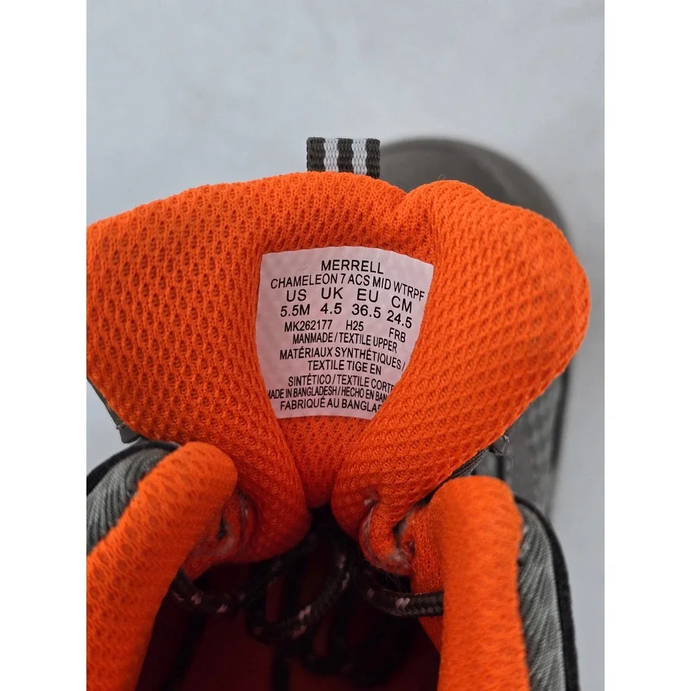 Merrell Chameleon 7 ACS Mid Hiking Boots Kids 5.5 Grey Orange MK262177 - New